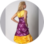 Vzorované šaty se žlutou aranžovanou spodničkou, hedvábí